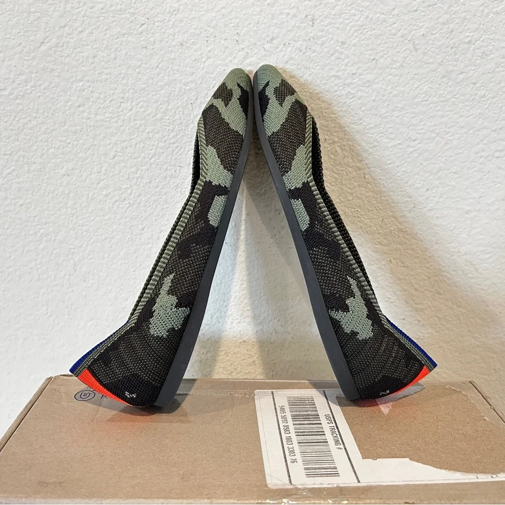 Rothy's The Point Flats in Olive Camo, Size 7, New in Box
